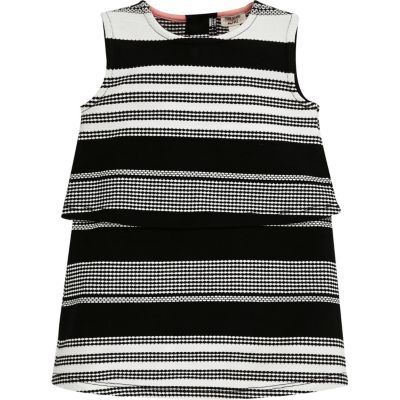 Mini girls black stripe double layer dress